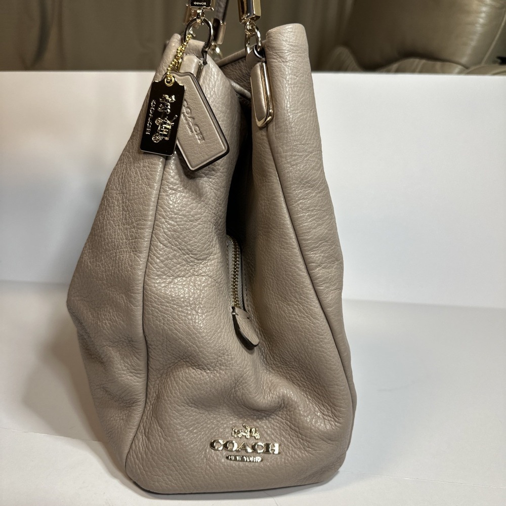 Coach Madison Pebbled Leather Phoebe Shoulder Bag G1461 F34291 Taupe Color - Picture 4 of 14